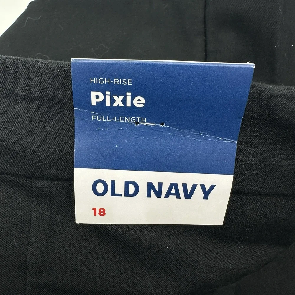 Old Navy High Rise Pixie Split Hem Full Length Pants Womens 18 Black Stretch NWT